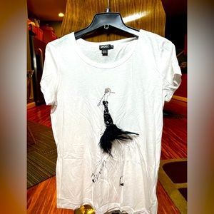 New Donna Karan T shirt with feathers.
